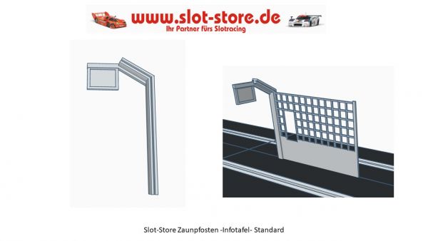 Slot-Store Pfosten Infotafel -Standard- für Fangzaun 130 mm (1Stk) ZFWTST